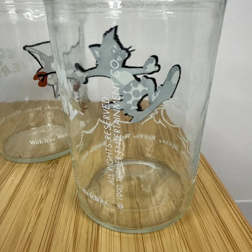 Set Of 3 Vintage 1990‎ Welch's Jelly Jar Glasses Tom And Jerry